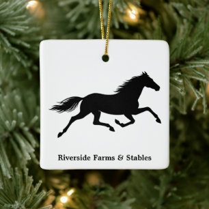 Adorno De Cerámica Nombre del Establo de Caballos Ecuestres Blanco