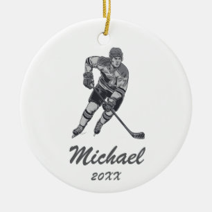 Adorno De Cerámica Nombre del jugador de hockey personalizado de moda