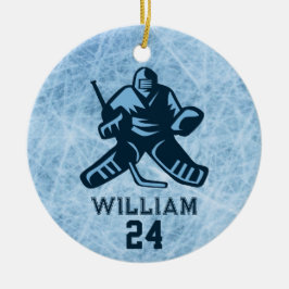 Adorno De Cerámica Nombre del jugador de hockey sobre hielo personali