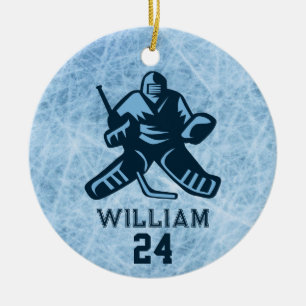 Adorno De Cerámica Nombre del jugador de hockey sobre hielo personali