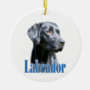 Adorno De Cerámica Nombre del labrador (negro)