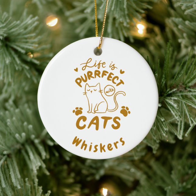 Adorno De Cerámica Nombre del Mascota de citas de Cat (Árbol)