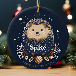 Adorno De Cerámica Nombre del Mascota de edgehog de Navidades cutáneo