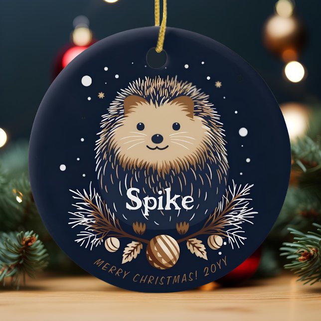 Adorno De Cerámica Nombre del Mascota de edgehog de Navidades cutáneo (Subido por el creador)