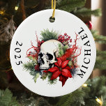 Adorno De Cerámica Nombre del Monograma del cráneo de los navidades<br><div class="desc">Este diseño se puede personalizar eligiendo la opción Editar diseño. También puede transferir a otros artículos. Póngase en contacto conmigo en colorflowcreations@gmail.com o utilice la opción de chat en la parte superior de la página si desea tener este diseño en otro producto o necesita ayuda con este diseño. Ver más...</div>