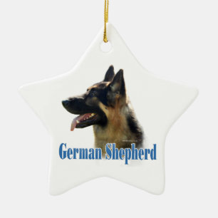 Adorno De Cerámica Nombre del Pastor Alemán (negro/tán)