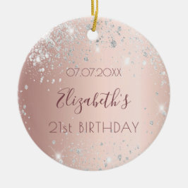 Adorno De Cerámica Nombre del polvo del purpurina de plata de rosa de