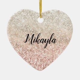 Adorno De Cerámica Nombre del Purpurina Glitz de oro blanco y rosado 