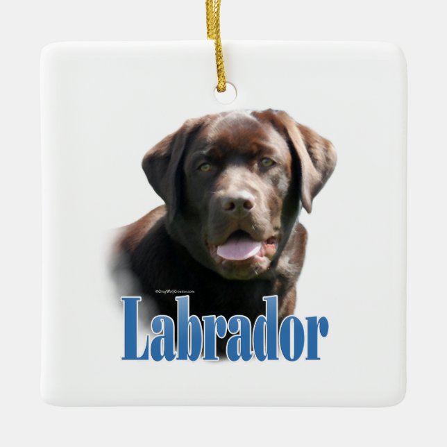 Adorno De Cerámica Nombre del recuperador de labrador (chocolate) (Anverso)