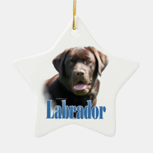 Adorno De Cerámica Nombre del recuperador de labrador (chocolate)