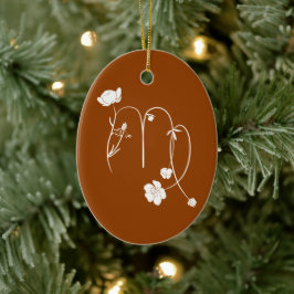 Adorno De Cerámica Nombre en monograma elegante de flor de nacimiento