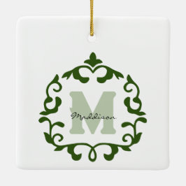 Adorno De Cerámica Nombre Esmeralda y Keepsake Inicial