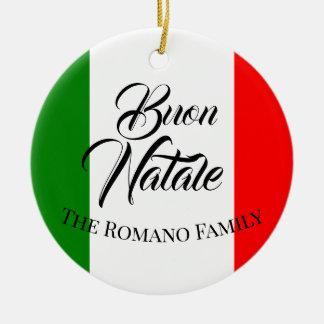 Adorno De Cerámica Nombre familiar Buon Natale Bandera de Italia
