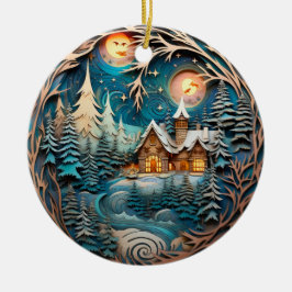 Adorno De Cerámica Nombre familiar Cabina Bosque Rústico Personalizad