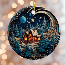 Adorno De Cerámica Nombre familiar Cabina Bosque Rústico Personalizad