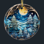 Adorno De Cerámica Nombre familiar Winter Wonderland Forest Personali<br><div class="desc">¡Presentamos nuestro encantador y caprichoso adorno de árbol de nieve! Perfecto para celebrar las vacaciones, este adorable ornamento representa una gran luna llena en medio de un tranquilo bosque invernal. La atención exquisita a los detalles y los colores vivos hacen de este adorno un verdadero lugar en cualquier árbol. Pero...</div>