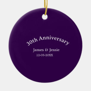 Adorno De Cerámica nombre fecha aniversario de bodas 30 años simple p
