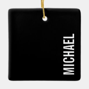 Adorno De Cerámica Nombre Minimalista personalizado negro moderno