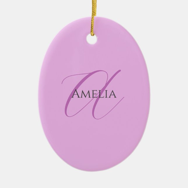 Adorno De Cerámica Nombre Monograma Letra inicial Orquídea & Lilac (Frente)