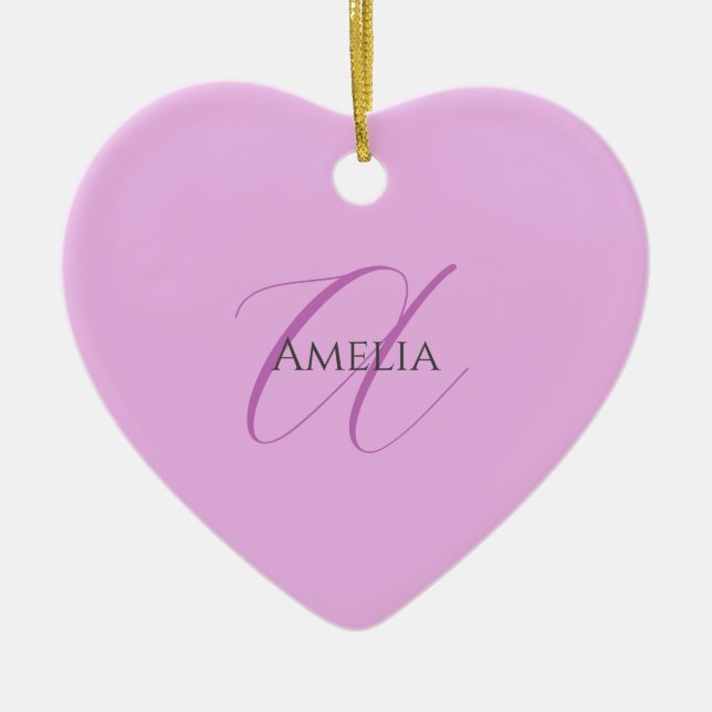 Adorno De Cerámica Nombre Monograma Letra inicial Orquídea & Lilac (Frente)