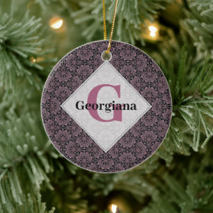 Adorno De Cerámica Nombre personalizado 1920s Fronteras florales Rosa