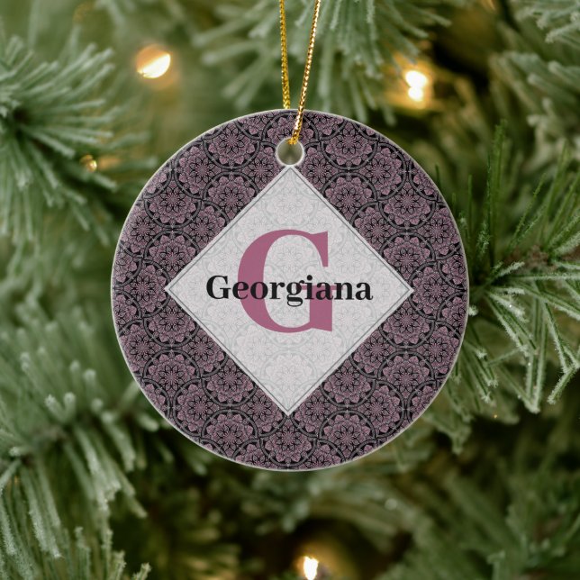 Adorno De Cerámica Nombre personalizado 1920s Fronteras florales Rosa (Árbol)