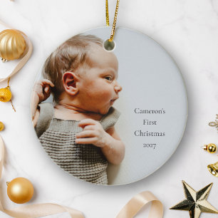 Adorno De Cerámica Nombre Personalizado Año Primer Navidad Bebé Foto