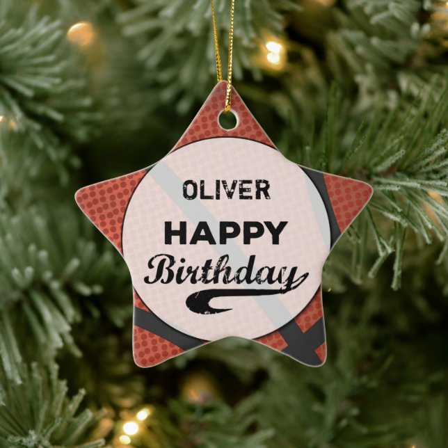 Adorno De Cerámica Nombre personalizado Baloncesto Cumpleaños Gran Bo (Árbol)