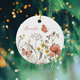 Adorno De Cerámica Nombre personalizado Boho de flores silvestres bot