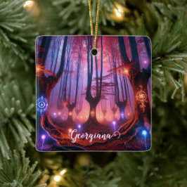 Adorno De Cerámica Nombre personalizado Bosque de Whimsigoth con enca