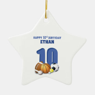 Adorno De Cerámica Nombre personalizado Boy 10.ª Bolas Deportivas de 