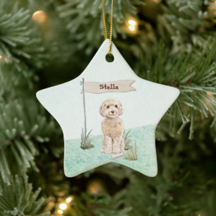 Adorno De Cerámica Nombre personalizado Champaña Cockapoo Mascota Pe