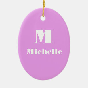 Adorno De Cerámica Nombre personalizado Color sólido inicial