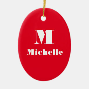 Adorno De Cerámica Nombre personalizado Color sólido inicial