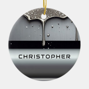 Adorno De Cerámica Nombre personalizado con metal líquido que gotea