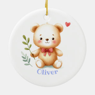 Adorno De Cerámica Nombre personalizado Cute Teddy Bear Animal Art