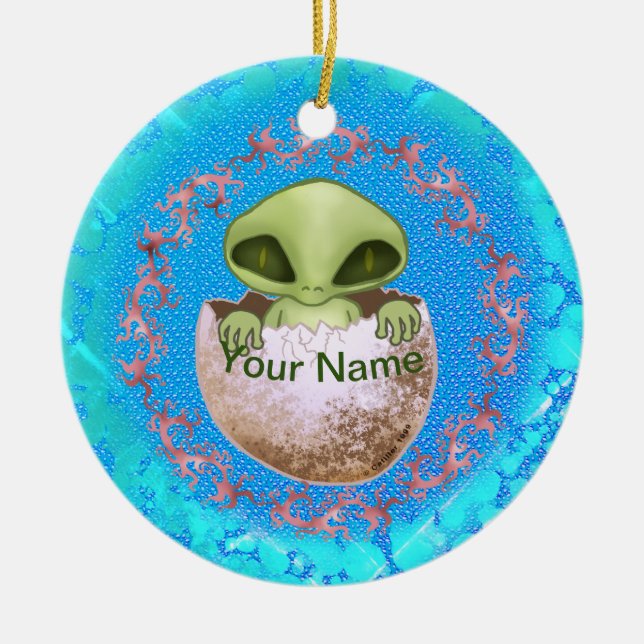 Adorno De Cerámica Nombre personalizado de Baby Alien Ornament (Frente)