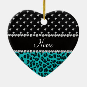 Adorno De Cerámica Nombre personalizado de diamantes negros de leopar