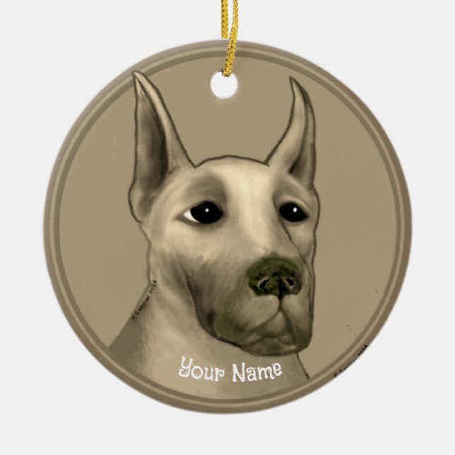 Adorno De Cerámica Nombre personalizado de Great Dane (Frente)