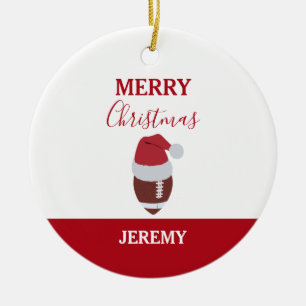 Adorno De Cerámica Nombre personalizado de Gridiron Ball para navidad