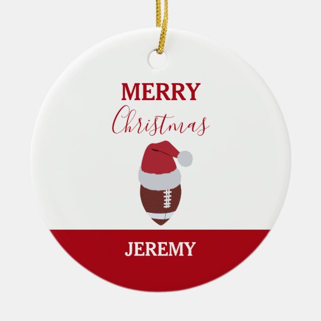 Adorno De Cerámica Nombre personalizado de Gridiron Ball para navidad (Frente)