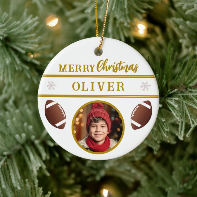 Adorno De Cerámica Nombre personalizado de la bola de fútbol Fotos na (Árbol)