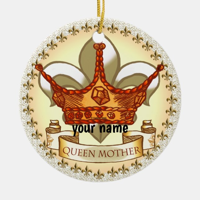 Adorno De Cerámica Nombre personalizado de la reina real (Frente)