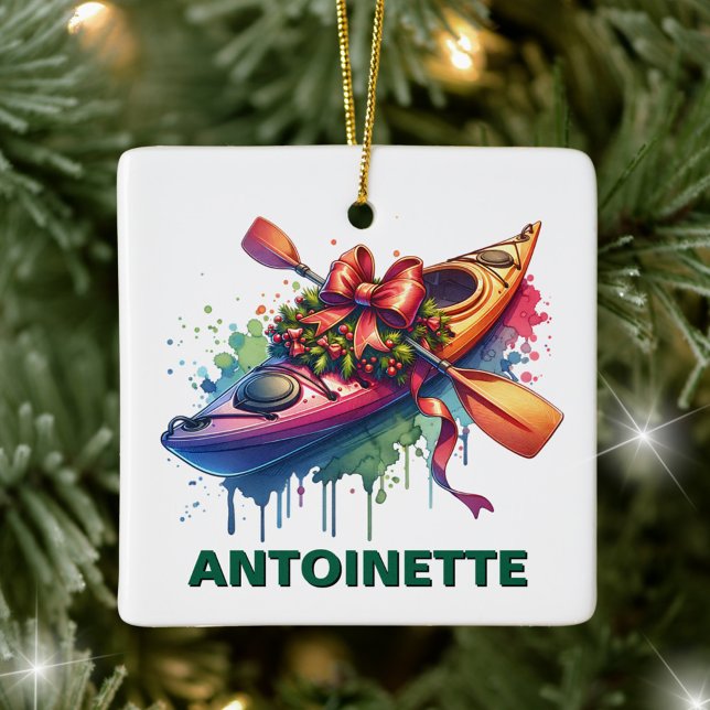 Adorno De Cerámica Nombre personalizado de los navidades Kayak (Subido por el creador)