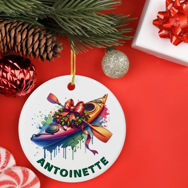 Adorno De Cerámica Nombre personalizado de los navidades Kayak (Subido por el creador)