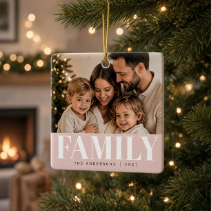 Adorno De Cerámica Nombre Personalizado de Navidad con Fotos Familiar