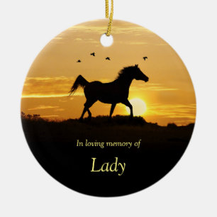 Adorno De Cerámica Nombre personalizado de recuerdo de caballo con po