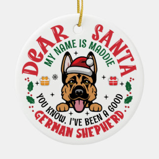 Adorno De Cerámica Nombre personalizado de Shepherd Santa Navidades d