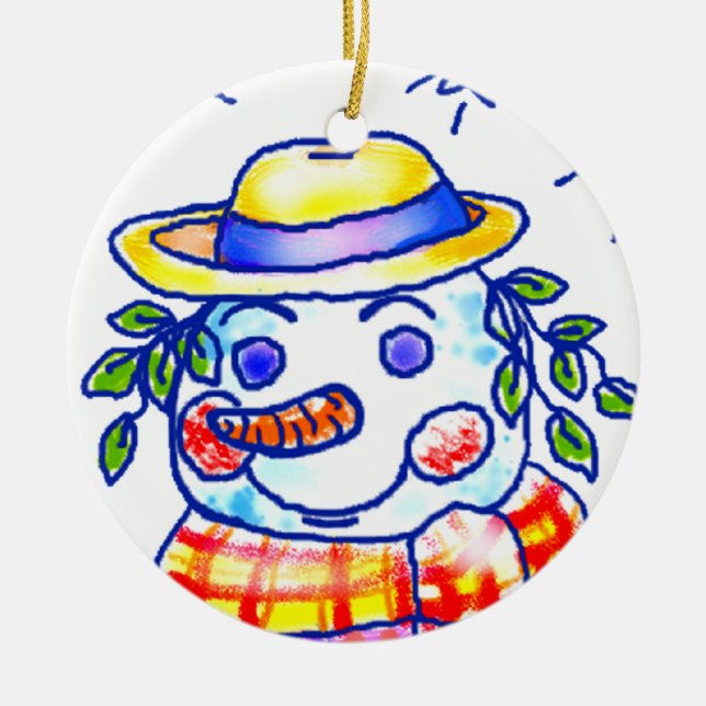 Adorno De Cerámica Nombre personalizado de Twinkle Snowman (Frente)