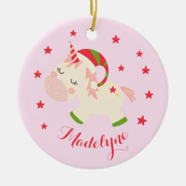 Adorno De Cerámica Nombre personalizado de Unicorn Navidades